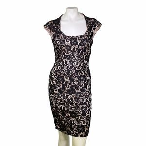 JAX Black Lace Cocktail Sleeveless Midi Dress 2